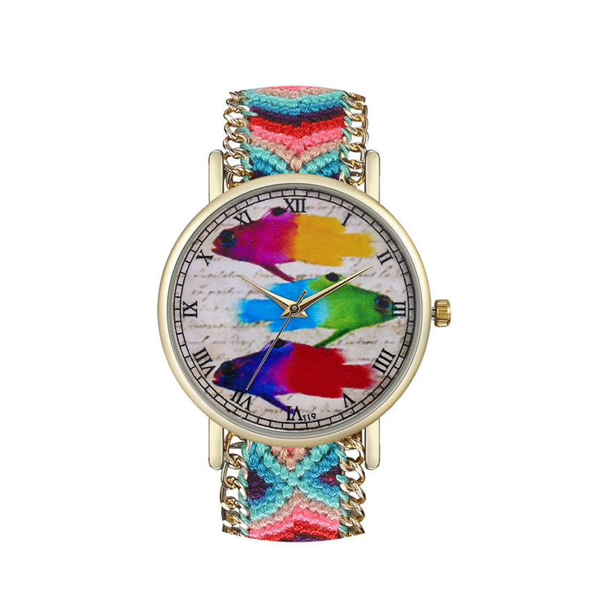 Creative Women Watches Multicolour Fish Dial Ladies Quartz Wristwatch Multicolor Strap Fashion Clock Gift Relojes Para Mujer@50