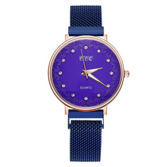 Simple Women Watches Dot Rhinestone Dial Ladies Quartz Wristwatch Magnetic Buckle Belt Strap Clock Gift Dress Relogio Feminino@5