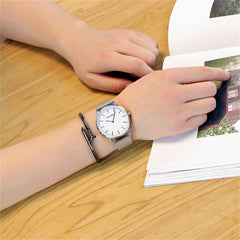 Fashion Men's Watch Popular Rose Gold Ultra-thin Dial Simple Unisex Watch Quartz Clock Mesh Watch Erkek Kol Saati