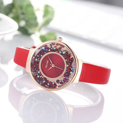 2019 Hot Watches Women Analog Luxury Glass Gemstone  Ladies Casual Clock Dress Quartz Wristwatch Leather Strap Zegarki Damskie@5