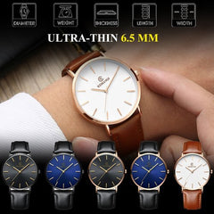 Simple Watch 8mm Men's Watch Fashion New Casual Business Leather Time Quartz Roman Male Clock Relogio Masculino saat clock