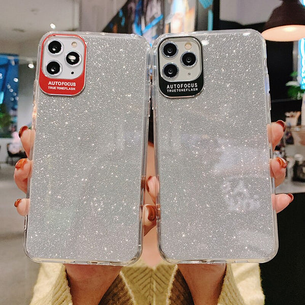Camera Protection Phone Case For iPhone 11 Pro Max XR XS Max X XS 8 7 6 6S Plus Shining Glitter Soft Edge Shockproof Back Cover