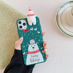 Christmas Cartoon 3D Deer Case For iPhone XR 11 Pro XS Max X Silicone Matte Cover For iphone 7 8 6 S 6S Plus 7 8 Plus Case Bear