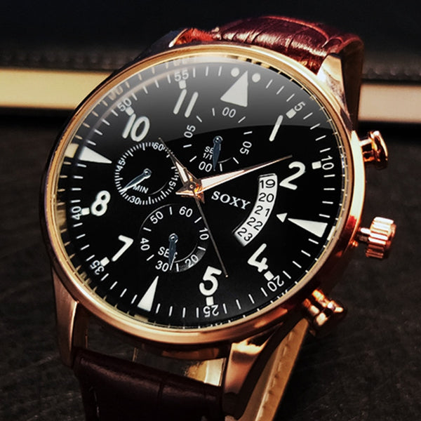 Men's Watches Classic Casual Luminous With Calendar Luxury Leather Watch Male Quartz Wristwatch relogio masculino saati hours
