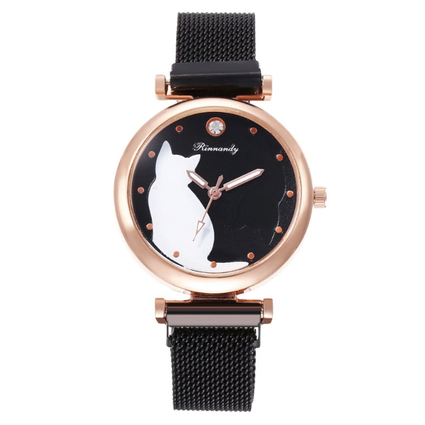 2020 Women Watches Simple A Watch Magnet Buckle Cute Cat Ladies Analog Quartz Wristwatches Magnet Buckle Gift NEW Montre Femme*M
