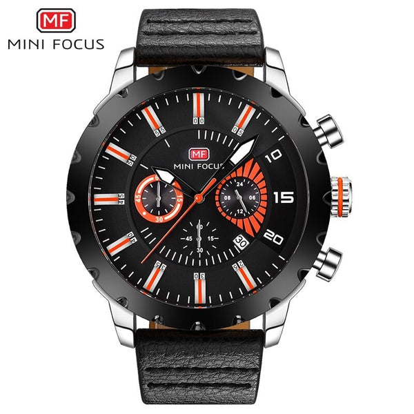 MINI FOCUS Famous Wristwatch Mens Watches Top Brand Luxury Male Clock Leather Quartz Watch Men Military Amry Relogio Masculino