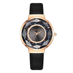 2019 Hot Watches Women Analog Luxury Glass Gemstone  Ladies Casual Clock Dress Quartz Wristwatch Leather Strap Zegarki Damskie@5