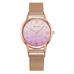 Women Watches Luxury Rose Gold Relief Dial Bracelet Magnet Mesh Band Quartz Wristwatch Ladies Female NEW Gift Clock Reloj Mujer*