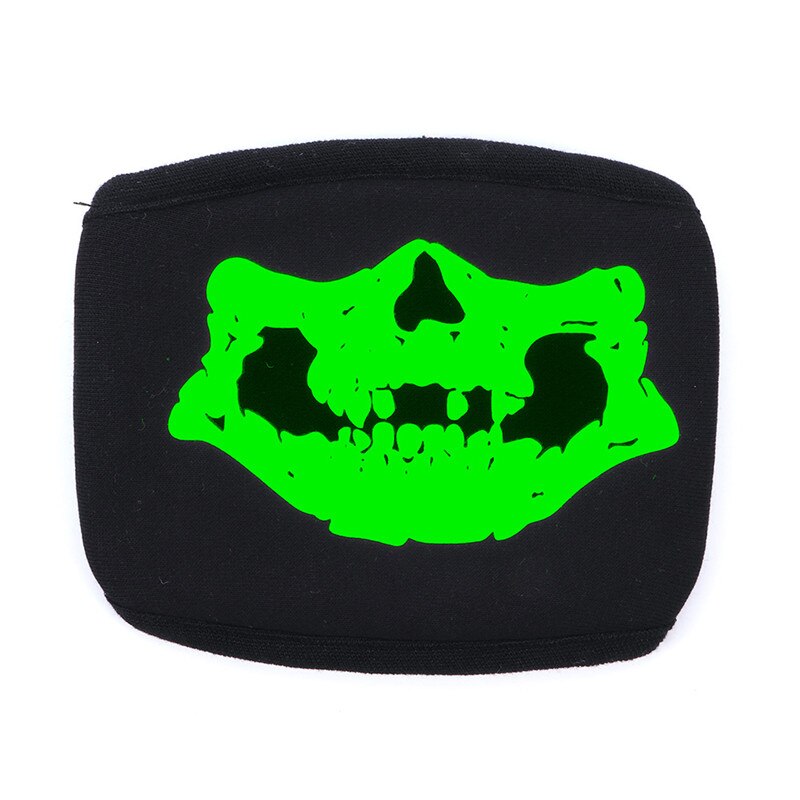 1PCS Cotton Dustproof Mouth Face Mask Glow In Dark Skull Scarey Masks Black Women Men Muffle Face Mouth Masks