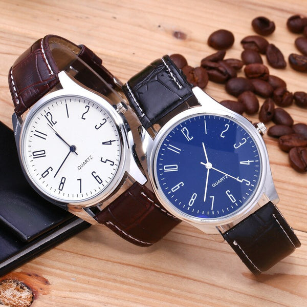 Fashion Men's Watches Simple Letters Casual Leather Waterproof Quartz Wristwatches Man Clock Montre Homme