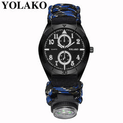 Outdoor Military Table Nylon Woven Color Rope Men's Watch Relogio Masculino Double Dial Digital Compass Dial Men Clock