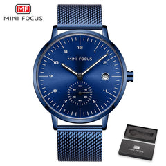 MINI FOCUS Man Watches 2020 Brand Luxury Simple Stainless Steel Watch Mens Fashion Quartz Watch Men Waterproof Black Watch Wrist
