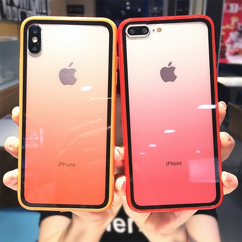 Rainbow Gradient Phone Cases For iphone 11 XS Max X XR XS 6 6s 7 8 Plus Acrylic Transparent Protective Cover For iPhone 11 Pro