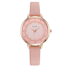 Casual Style Women Watches Dot Rhinestone Dial Ladies Analog Quartz Wristwatch Design Simple Leather Clock Gift Montre Femme@50