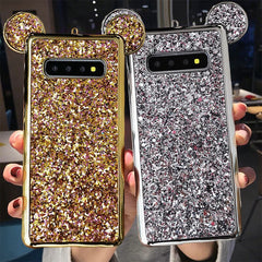 Glitter Powder Sequins Mouse Ear Cases For Samsung Galaxy S9 S10 Plus S10 S10e Electroplated Soft Silicone Shockproof Cover Case