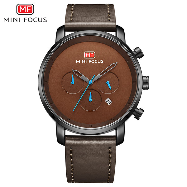 MINI FOCUS Watches Mens 2019 Fashion Quartz Sport Watches For Men Multi-function Slim Men's Watch Leather Watch Men Wristwatch