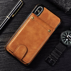 Vintage Leather Wallet Flip Phone Case for iPhone Xs Max XR X Bracket Magnetic Multi-function Cover for iPhone 6 6S 7 8 Plus