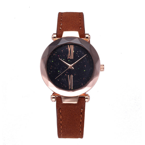 Beat Sale Women Watches Scale Dial Ladies Romantic Starry Sky Analog Quartz Wristwatch Design Leather Clock Zegarki Damskie@50