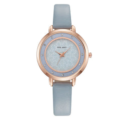Casual Style Women Watches Dot Rhinestone Dial Ladies Analog Quartz Wristwatch Design Simple Leather Clock Gift Montre Femme@50