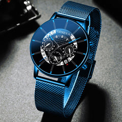 Relogio Masculino Fashion Mens Business Watches Men Casual Date Calendar Watch Stainless Steel Mesh Belt Quartz Wristwatch