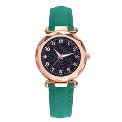 Best Selling Women Watches Irregular Starry Sky Dial Ladies Analog Quartz Wristwatch Soild Color Leather Strap Clock Kol Saati50