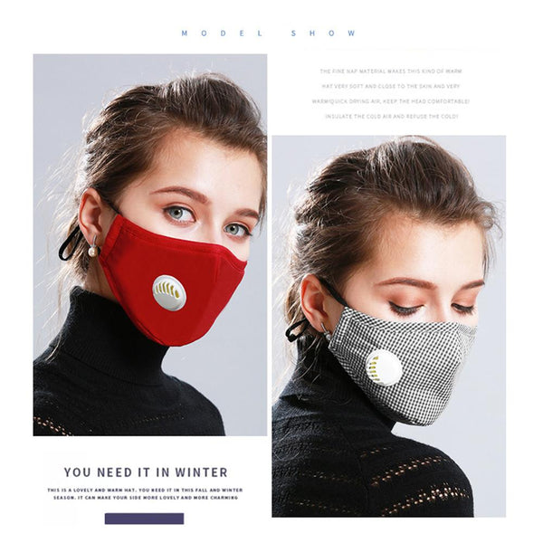 PM2.5 Anti Pollution Mask Dust Respirator Washable Reusable Masks With Valve Filter Cotton Unisex Mouth Muffle