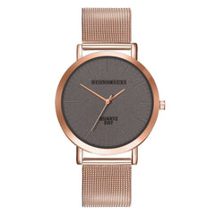 Simple Women Watches Black Dial Ladies  Quartz Wristwatch Rose Gold Mesh Belt Strap Casual Clock Gift Zegarki Damskie@50