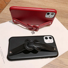 Leather Solid Color Phone Case For iphone 11 11 Pro Max XR X XS Max 7 8 Plus Wrist strap holder Back Cover For iphone 11 Pro 7 8