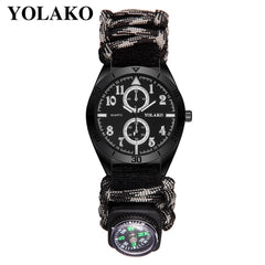 Outdoor Military Table Nylon Woven Color Rope Men's Watch Relogio Masculino Double Dial Digital Compass Dial Men Clock