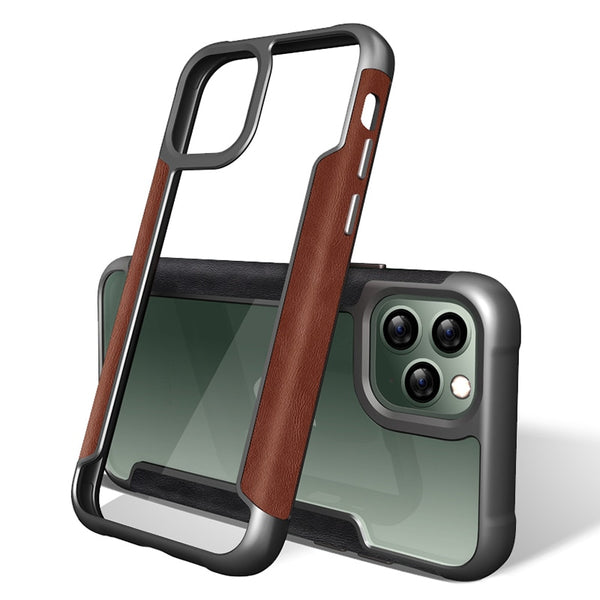 Armor Heavy Duty Protection Phone Cases For iPhone 11 11 Pro 11 Pro Max Solid Color PU Leather Bumper Frame Back Cover Conque