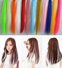 New Fashion 55cm Long Wig Piece Hair Tinsel Sparkle Glitter Highlight False Hair Strand Party Makeup Hair Extensions Accessories