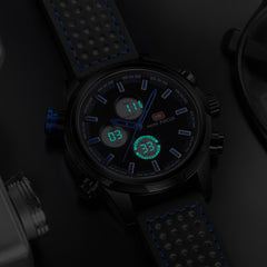 MINI FOCUS Luxury Brand Watch Men Sports Watches Analog Digital Dual Display Leather Men's Watches Army Military Watch Man Clock