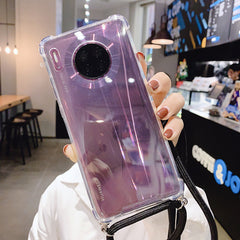 Crossbody Strap Transparent Phone Case For Huawei P20 Lite P30 Pro Mate 20 M30 Lite With Lanyard Necklace Shoulder Strap Cover