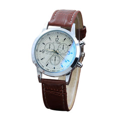 Fashion Men's Watch Leather Belt Sport Luxury Glass Quartz Hour Wristwatch Analog Watch Business Gift Clock 2020 Dropship 1 Pc@