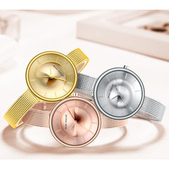 MINIFOCUS Women Watches Gold Top Brand Luxury Watches Women Fashion Watch 2019 Ladies Waterproof Stainless Steel Mesh Watch Band