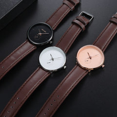 YOLAKO Simple High Quality Leather Strap Fashion Men's Watch Belt Casual Watch Round Single Eye Dial Watches Zegarek Meski