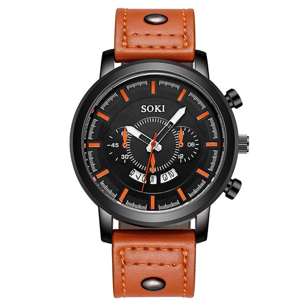 Men's watch Couple Leather Band Analog Quartz Round Business Wrist Watch Man watches mens 2019 relogios masculinos