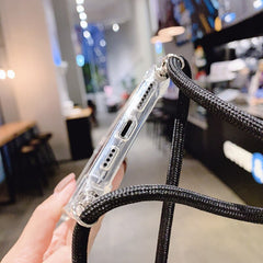 Strap Cord Chain Transparent Phone Case For iPhone 11 11 Pro XS Max XR X 7 8 6 6s Plus Carry Necklace Lanyard Clear Cover Cases