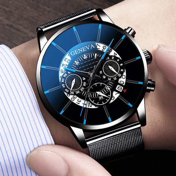 Fashion Men's Watch Sport Watches Luxury Relogio Masculino Calendar Men Watch Steel Mesh Band Watch Men Clock Reloj Hombre