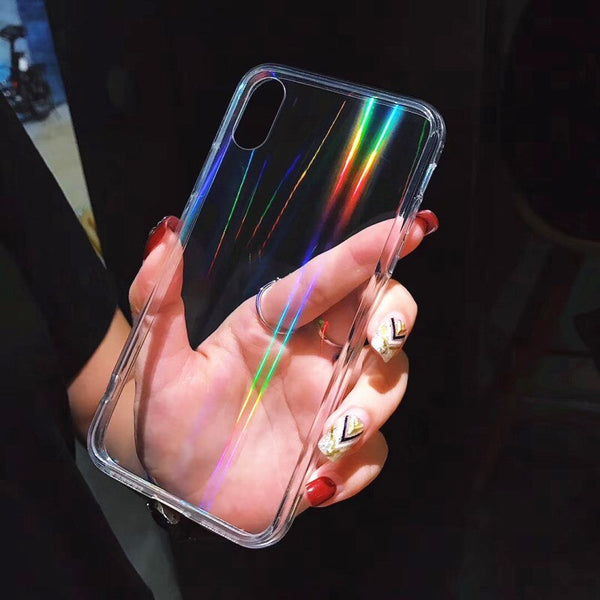 Gradient Rainbow Laser Cases For iPhone 11 Pro X XS Max XR Transparent Soft Fundas For iPhone 6 6S 7 8 Plus Clear Acrylic Covers