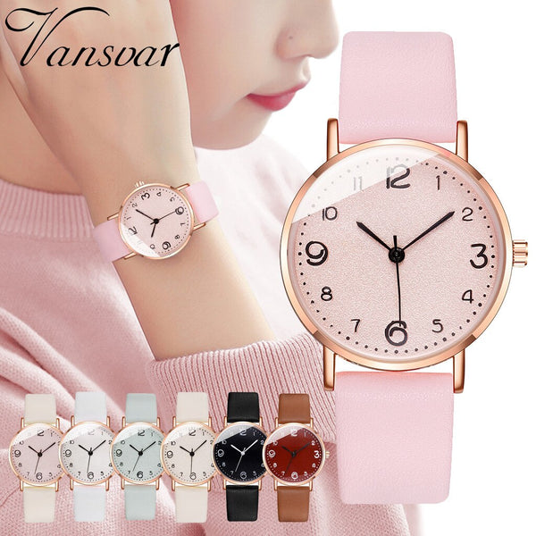 Vansvar Watch Women Fashion Watches Ladies Casual Quartz Wrist Watch For Women Clock Female Leather Wristwatches Hours Reloges