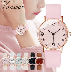 Vansvar Watch Women Fashion Watches Ladies Casual Quartz Wrist Watch For Women Clock Female Leather Wristwatches Hours Reloges
