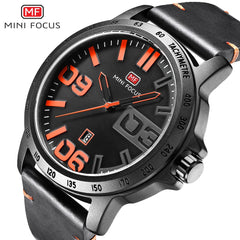 MINI FOCUS Luxury Brand Men Watches Leather Watch Strap Fashion Casual Dress Men's Wrist Watches Quartz Watch Men Waterproof