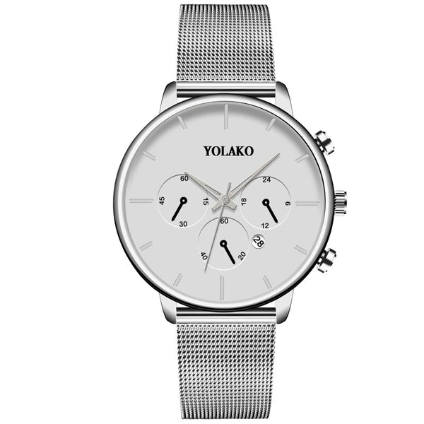 Men's Fashion Business Watches Men Casual Calendar Clock Luxury Black Stainless Steel Mesh Belt Quartz Watch Relogio Masculino
