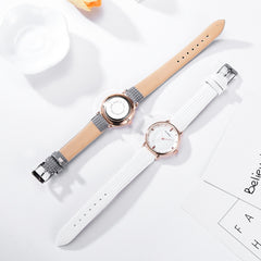 Women Watches Glass Gemstone Dial Ladies Quartz Wristwatch Simple Design Leather Strap Casual Clock Gift Relojes Para Mujer@50