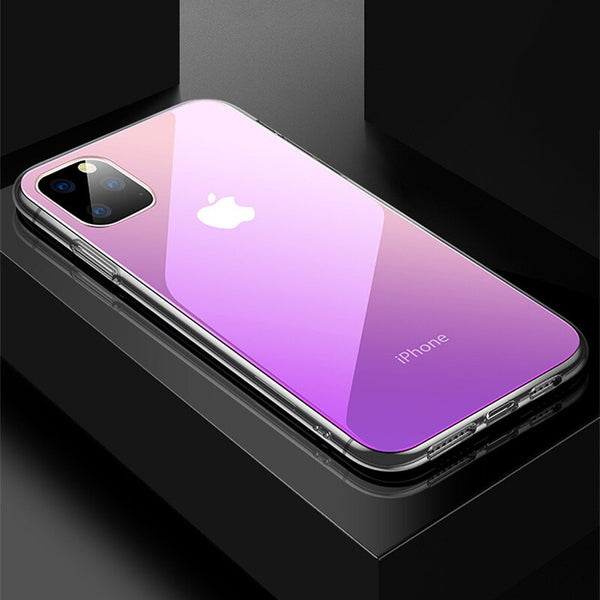 TIKITAKA Gradient Transparent  Phone Case For iPhone XR 11 Pro Max XR XS Max X 8 7 6 6S Plus Anti-Scratch Tempered Glass Cover