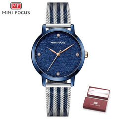 MINIFOCUS Womens Watches Top Brand Luxury Women Watch 2020 Simple Blue Watch Ladies Quartz Female Wristwatch Hand Clock Casual