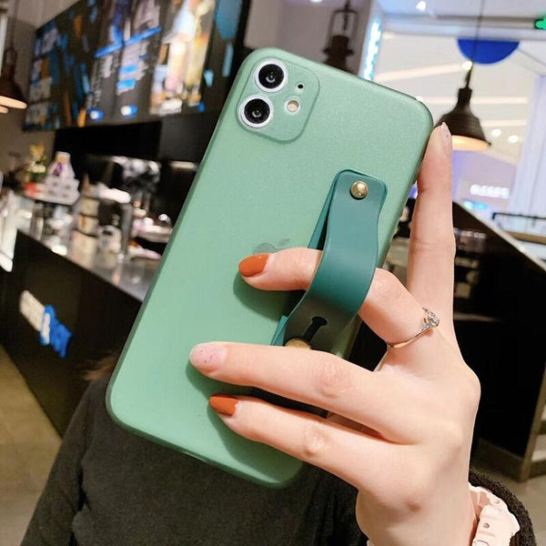 Shockproof Bumper Transparent Phone Case For iPhone 11 Pro X XR XS Max 8 7 6 6S Plus Clear Soft TPU Wrist strap stand Back Cover