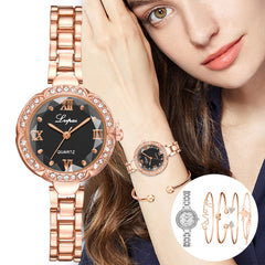 Women Watches Diamond Bracelet Set Watches Ladies Casual Alloy Rose Gold Band Quartz Wristwatch Female Clock 2020 Zegarek Damski