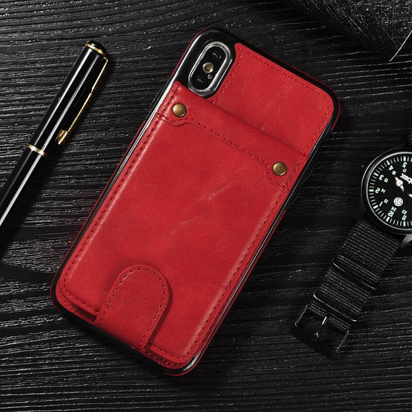 Vintage Leather Wallet Flip Phone Case for iPhone Xs Max XR X Bracket Magnetic Multi-function Cover for iPhone 6 6S 7 8 Plus